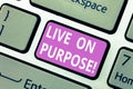 Text sign showing Live On Purpose. Conceptual photo Have a goal mission motivation to keep going inspiration Keyboard