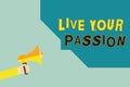 Text sign showing Live Your Passion. Conceptual photo Doing something you love that you do not consider a job