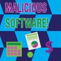 Text sign showing Malicious Software. Conceptual photo the software that brings harm to a computer system Computing