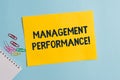 Text sign showing Management Perforanalysisce. Conceptual photo feedback on Managerial Skills and Competencies Plain