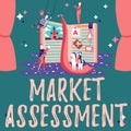 Text sign showing Market Assessment. Word Written on evaluation of the market for a product or service Fixing Program