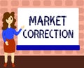 Text sign showing Market Correction. Conceptual photo When prices fall 10 percent from the 52 week high Royalty Free Stock Photo