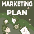 Text sign showing Marketing Plan. Internet Concept overall business strategy formed which they will implement