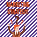 Text sign showing Marketing Strategy. Conceptual photo Plan Formula Creativity Research Organization.