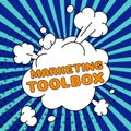 Text sign showing Marketing Toolbox. Word for Means in promoting a product or services Automation