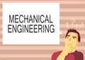 Text sign showing Mechanical Engineering. Conceptual photo deals with Design Manufacture Use of Machines