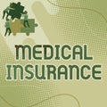 Text sign showing Medical Insurance. Business idea reimburse the insured for expenses incurred from illness Team Holding