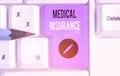 Text sign showing Medical Insurance. Conceptual photo reimburse the insured for expenses incurred from illness