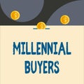 Text sign showing Millennial Buyers. Conceptual photo Type of consumers that are interested in trending products Front