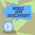 Text sign showing Mobile Apps Development. Conceptual photo Process of developing mobile app for digital devices Blank