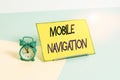 Text sign showing Mobile Navigation. Conceptual photo graphical user interface used to aid the vehicle driver Mini size alarm