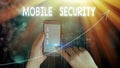 Text sign showing Mobile Security. Conceptual photo Protection of mobile phone from threats and vulnerabilities