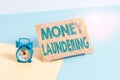 Text sign showing Money Laundering. Conceptual photo concealment of the origins of illegally obtained money Mini size