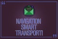 Text sign showing Navigation Smart Transport. Conceptual photo Safer, coordinated and smarter use of transport Open