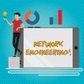 Text sign showing Network Engineering. Conceptual photo field concerned with internetworking service requirement Man Royalty Free Stock Photo