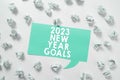 Text sign showing 2023 New Year Goals. Business showcase Resolutions for 365 days coming soon Motivation to change Royalty Free Stock Photo