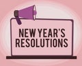 Text sign showing New Year s is Resolutions. Conceptual photo Wishlist List of things to accomplish or improve