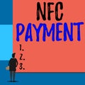 Text sign showing Nfc Payment. Conceptual photo contactless payment that use nearfield communication technology Back Royalty Free Stock Photo
