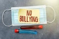 Text sign showing No Bullying. Business overview stop aggressive behavior among children power imbalance Writing