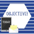 Text sign showing Objective. Conceptual photo Goal planned to be achieved Desired target Company mission Open Envelope