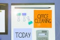 Text sign showing Office Cleaning. Word Written on the action or process of cleaning the inside of office building Royalty Free Stock Photo