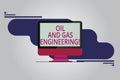 Text sign showing Oil And Gas Engineering. Conceptual photo Petroleum company industrial process engineer Mounted Royalty Free Stock Photo