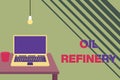 Text sign showing Oil Refinery. Conceptual photo industrial process of converting crude oil into petroleum Front view