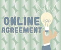 Text showing inspiration Online Agreement. Business concept contracts that are created and signed over the Internet