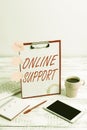 Conceptual display Online Support. Business concept Assist customers for their complain Electronic interaction Typing Royalty Free Stock Photo