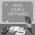 Text sign showing Open Source Software. Conceptual photo software with source code that anyone can modify Mounted Blank Royalty Free Stock Photo
