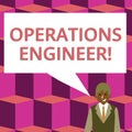 Text sign showing Operations Engineer. Conceptual photo analyze and design operation that will improve work flow