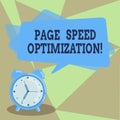 Text sign showing Page Speed Optimization. Conceptual photo Improve the speed of content loading in a webpage Blank Royalty Free Stock Photo