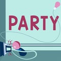 Text sign showing Party. Conceptual photo social gathering invited guests involve eating drinking entertainment