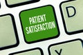 Text sign showing Patient Satisfaction. Conceptual photo Indicator for measuring the quality in health care