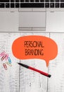 Text sign showing Personal Branding. Conceptual photo Practice of People Marketing themselves Image as Brands Open Royalty Free Stock Photo