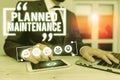 Text sign showing Planned Maintenance. Conceptual photo reventive maintenance carried out base on a fixed plan. Royalty Free Stock Photo