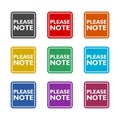 Text sign showing Please Note color icon set isolated on white background Royalty Free Stock Photo