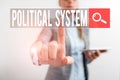 Text sign showing Political System. Conceptual photo the process for making official government decisions Digital