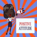 Text sign showing Positive Attitude. Conceptual photo Being optimistic in Life Looking for good things Young Woman