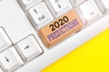 Text sign showing 2020 Predictions. Conceptual photo statement about what you think will happen in 2020 White pc