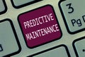 Text sign showing Predictive Maintenance. Conceptual photo Predict when Equipment Failure condition might occur Royalty Free Stock Photo