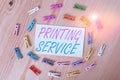 Text sign showing Printing Service. Conceptual photo program offered by print providers that analysisage all aspects Colored Royalty Free Stock Photo