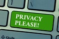 Text sign showing Privacy Please. Conceptual photo asking someone to respect your personal space Leave alone