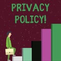 Text sign showing Privacy Policy. Conceptual photo statement or a legal document that discloses clients data Businessman