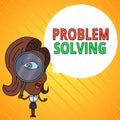 Text sign showing Problem Solving. Conceptual photo process of finding solutions to difficult or complex issues Woman Royalty Free Stock Photo