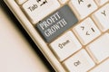 Text sign showing Profit Growth. Conceptual photo Objectives Interrelation of Overall Sales Market Shares White pc