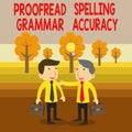 Text sign showing Proofread Spelling Grammar Accuracy. Conceptual photo Grammatically correct Avoid mistakes Two White