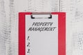 Text sign showing Property Management. Conceptual photo Overseeing of Real Estate Preserved value of Facility Colored Royalty Free Stock Photo