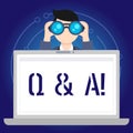 Text sign showing Q And A. Conceptual photo defined as questions being asked and answers Man Holding and Looking into Royalty Free Stock Photo