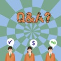 Text sign showing Q And A Question. Conceptual photo in which demonstrating asks questions and other answer them